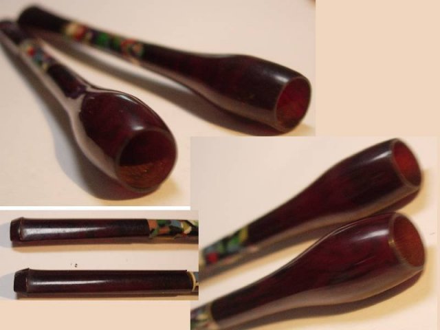 UNusual DECo cherry amber mosaic colored cigarette holders SET
