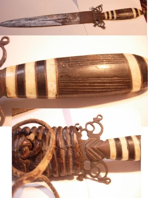 Vintage carved African Arm Knife with original sheath