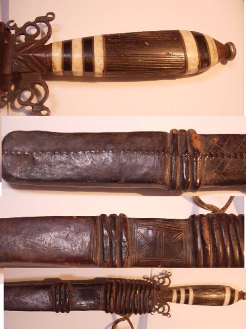 Vintage carved African Arm Knife with original sheath