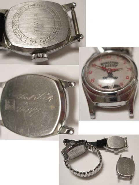 3 vintage childs novelty watches Cinderella Hopalong Cassidy Dale Evans signed