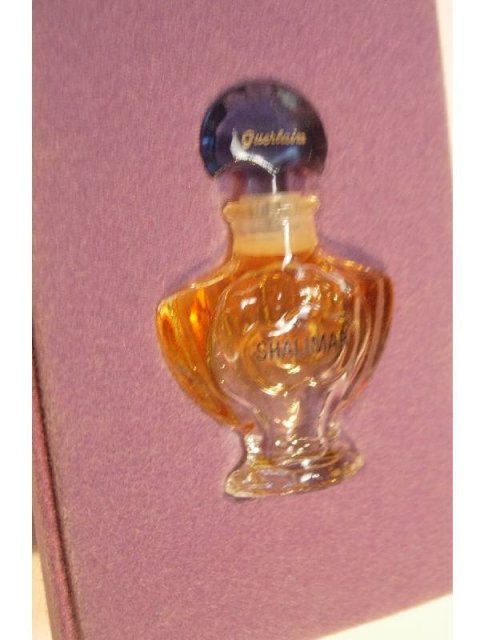 Vintage full Gueralin Shalimar Perfume Bottle and the original Purple Guerlain Box