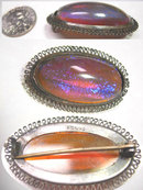 DECo vintage sterling JELLY OPAL Dragons breath HUGE mystical brooch