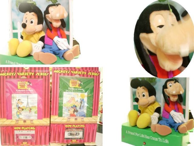 HUGE Vintage ORIGINAL Mickey MOUSE Animated STORE display and Goofy with tapes