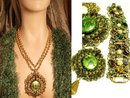 GO Green Gorgeously Drama Queen HUGE jeweled Dragonfly necklace and bracelet
