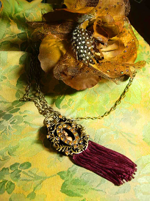Exotic Nouveau Nude medieval portrait jeweled GORGEOUS necklace
