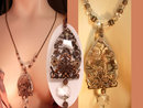 GOthic Medieval revival HUGE glass extravagant reversible filigree rhinestone necklace
