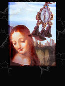 1890 Miraculous Medal jeweled rhinestone earrings with black memento flower drops