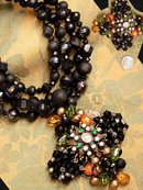 FABULOUS VIntage floating opal Cluster Maltese Cross 4 strand layered necklace HUGE pendant