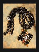 FABULOUS VIntage floating opal Cluster Maltese Cross 4 strand layered necklace HUGE pendant