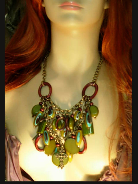 Gypsy Evil Eye chandelier HUGE BIB NEcklace with medieval gothic cross