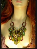 Gypsy Evil Eye chandelier HUGE BIB NEcklace with medieval gothic cross