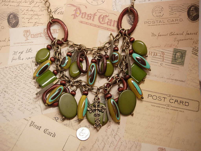 Gypsy Evil Eye chandelier HUGE BIB NEcklace with medieval gothic cross