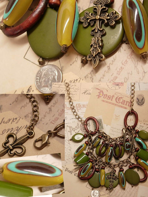 Gypsy Evil Eye chandelier HUGE BIB NEcklace with medieval gothic cross