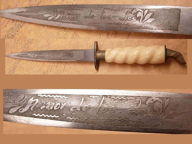 Vintage bone Figural dog head knife letter opener carved bone amor de los dos