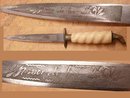 Vintage bone Figural dog head knife letter opener carved bone amor de los dos