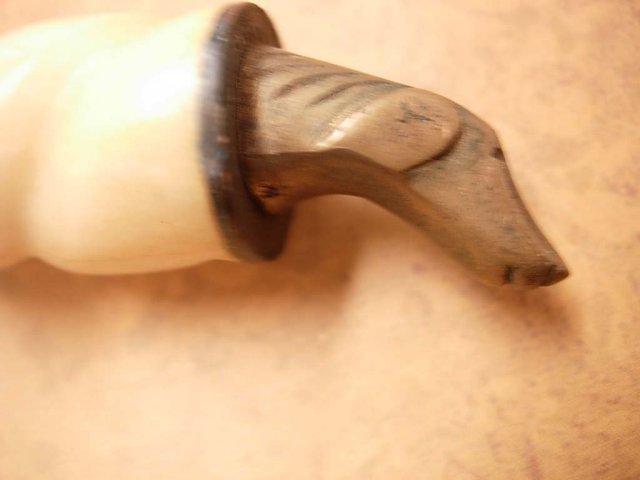 Vintage bone Figural dog head knife letter opener carved bone amor de los dos