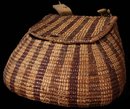1940's sterling Arts and crafts Whimsey Fishing creel basket with FISH brooch and screw on earrings