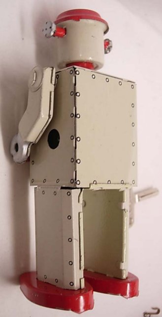 VIntage wind up Robot with key Japanese tin litho and he works great