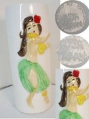 HULA girl Orchids of Hawaii 40's vase Retro pre-statehood souvenir