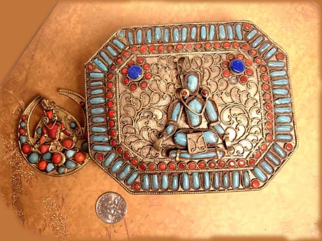 aNtique GOddess Primitive etruscan Prayer box Turquoise coral Box