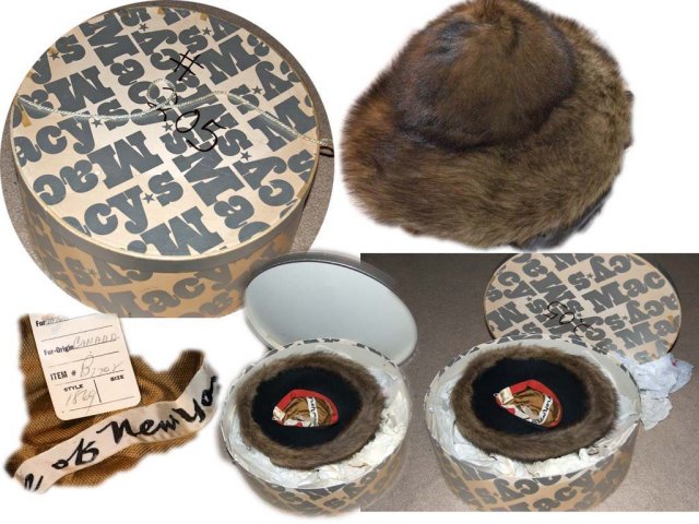 Vintage fur FIsher hat with original box and tags.