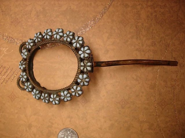ANtique Enamel Miniature VIctorian Picture frame with stand