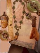 Antique Tooth necklace Bizarre Victorian Chinese Jade Very OLD