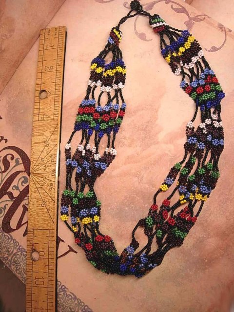 1920's deco Bohemian Florette Multi strand glass necklace hippie or flapper