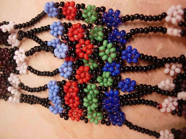 1920's deco Bohemian Florette Multi strand glass necklace hippie or flapper