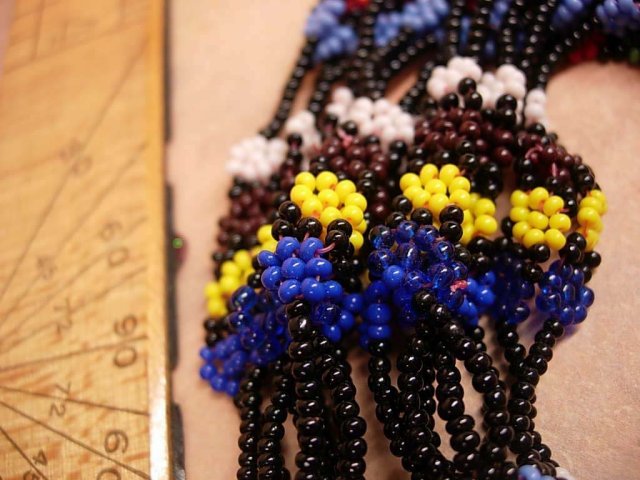 1920's deco Bohemian Florette Multi strand glass necklace hippie or flapper
