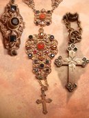 Signed ANtique Austro Hungarian necklace genuine jewels with rose gold Renaissance Revival Cross