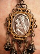 Gothic Antique St Anne with antique crucifix festoon glass necklace