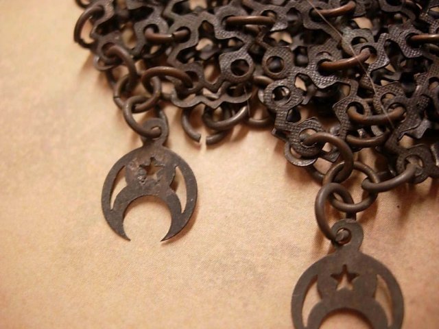 Antique Halloween witch Chainmail chatelaine and Purse handbag RARE 1800's