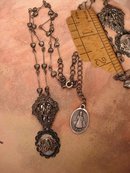 Vintage Sterling sacred Heart Necklace with marcasite deco clips