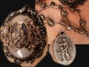 Vintage Sterling sacred Heart Necklace with marcasite deco clips