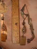 Vintage Religious Saint Esprit Holy DOve chatelaine necklace Lords Prayer fob