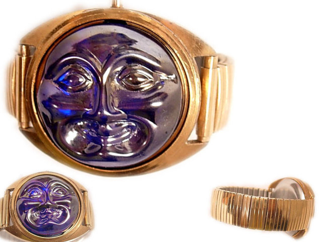 Moon Bracelet FLy me to the Moon Irridescent wide glass face