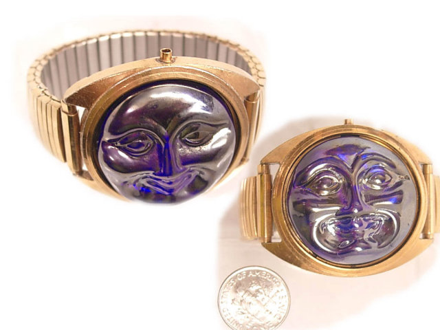 Moon Bracelet FLy me to the Moon Irridescent wide glass face