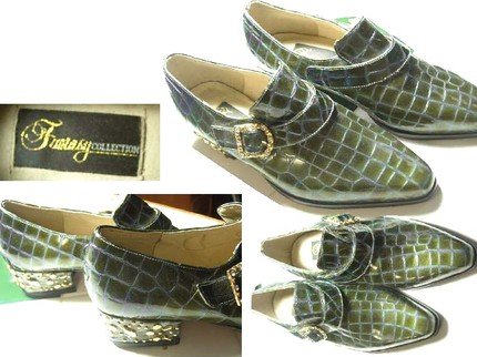 Glitzy Faux alligator rhinestone studded irridescent shoes 7M never worn leather