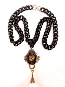 Gothic Last Kiss in Paris morbid macabre memento miniature fob necklace Shrine Reliquary