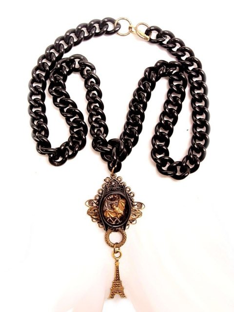 Gothic Last Kiss in Paris morbid macabre memento miniature fob necklace Shrine Reliquary