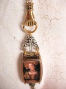 Jeweled Miniature portrait renaissance queen encased in glass Reliquary Shrine necklace with religious medals assemblage