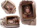Jewelled Miniature portrait of Renaissance Queen with crown under glass necklace