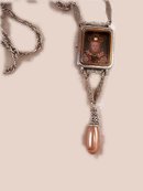 Jewelled Miniature portrait of Renaissance Queen with crown under glass necklace