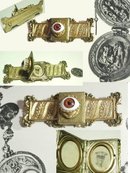 Bizarre Vintage Lovers EYE sentimental Memorial Raised relief LOCKET Sash PIn brooch