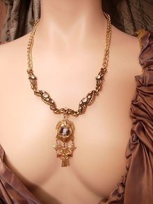 Miniature child Prince portrait necklace renaissance medieval gothic chandelier Reliquary rhinestone
