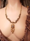 Miniature child Prince portrait necklace renaissance medieval gothic chandelier Reliquary rhinestone