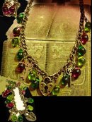Bohemian Chic Padlock and key Glass Drop Necklace