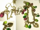 Bohemian Chic Padlock and key Glass Drop Necklace