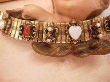 Vintage Art Deco Bookchain Bracelet pearls carnelian and more jewels